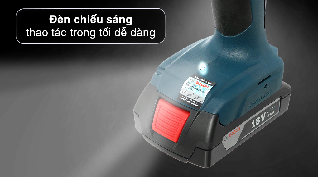 Máy khoan vặn vít pin Bosch GSB 185-LI 18V (1 pin, 1 sạc) - Đèn