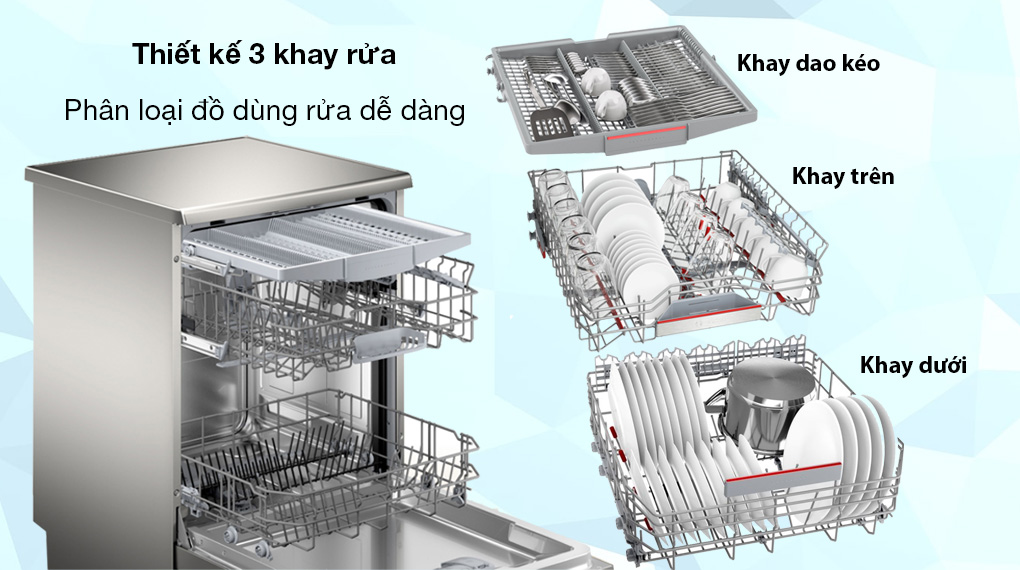 Máy rửa chén độc lập Bosch SMS6ECI11E - Khay rửa