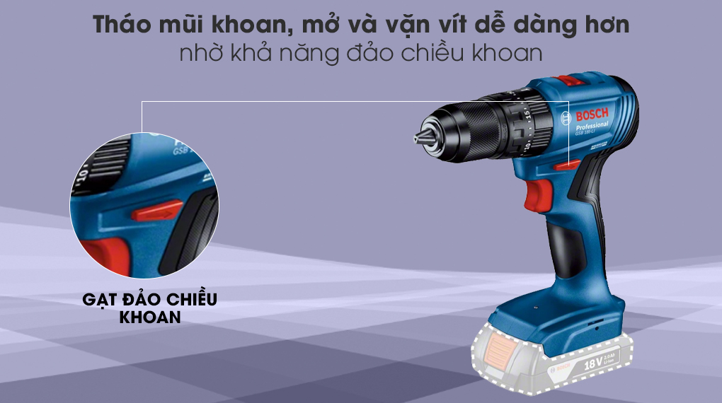 Máy khoan vặn vít pin Bosch GSB 185-LI (Solo) - Tiện ích