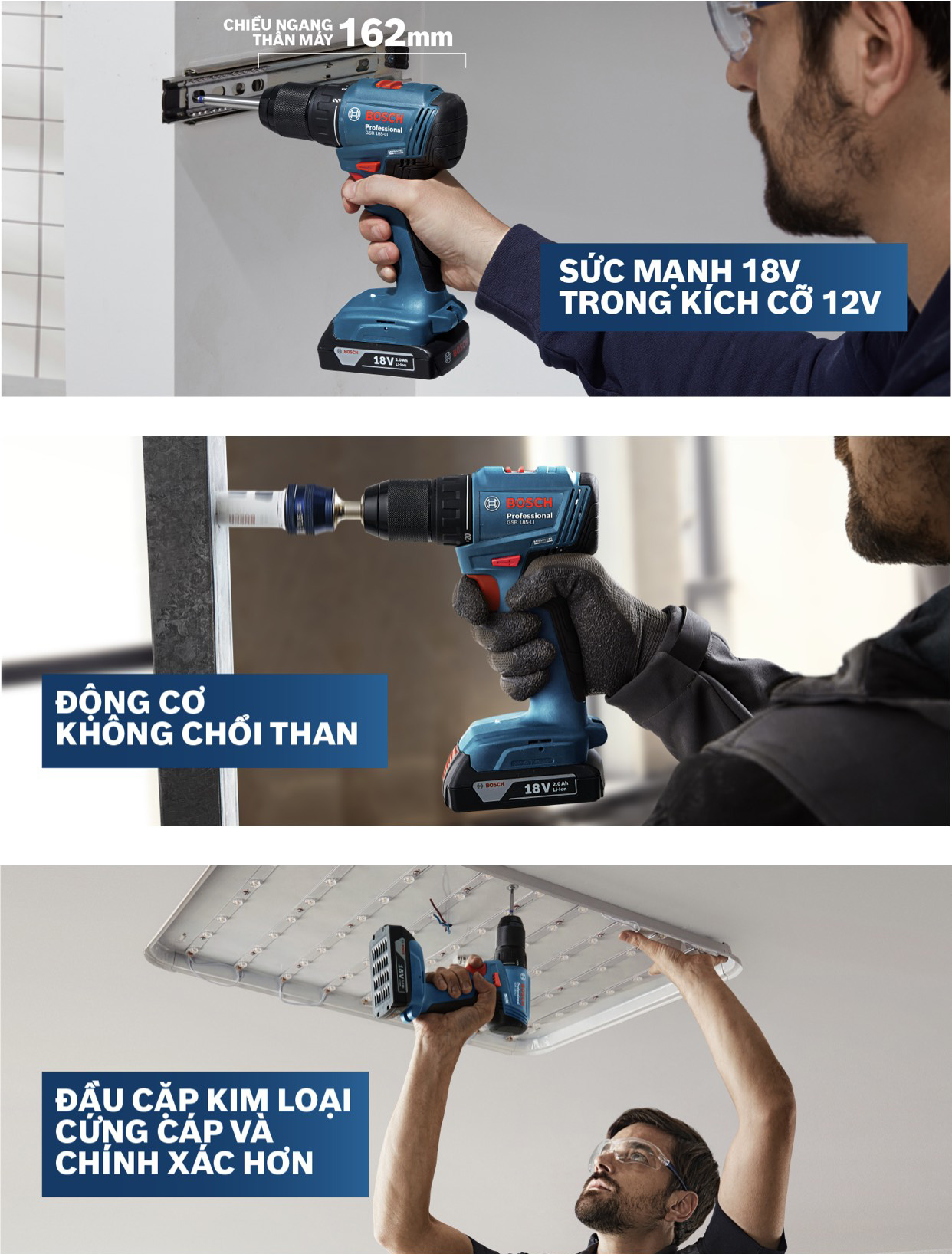 Máy khoan pin Bosch GSR 185 sở hữu sức mạnh vượt trội