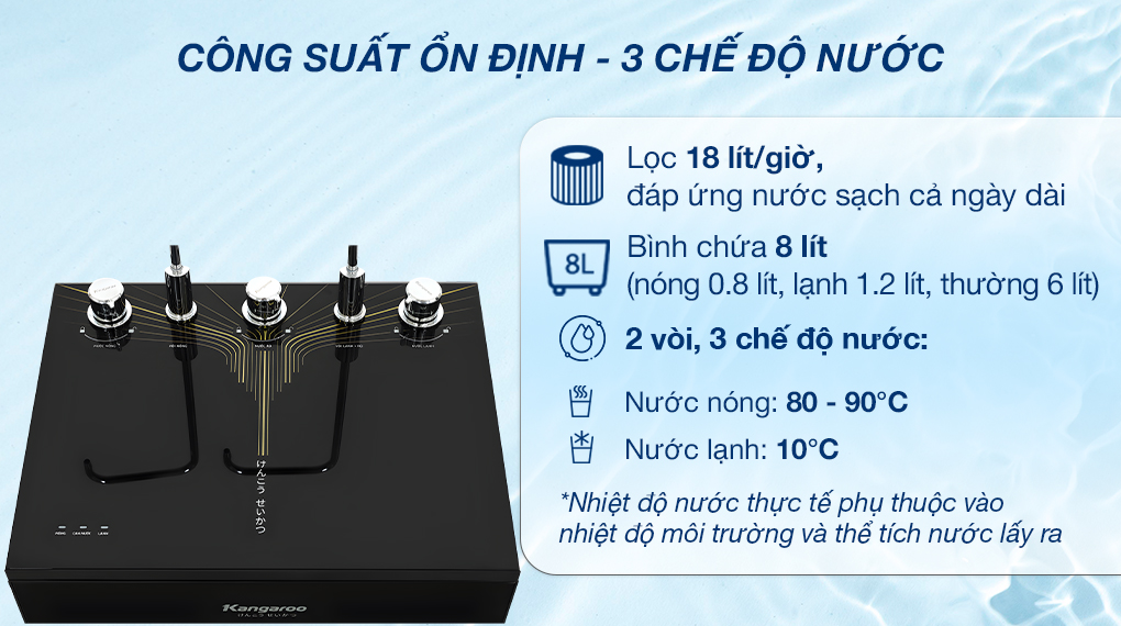 Máy lọc nước RO nóng nguội lạnh Kangaroo KG10A13 10 lõi - Công suất