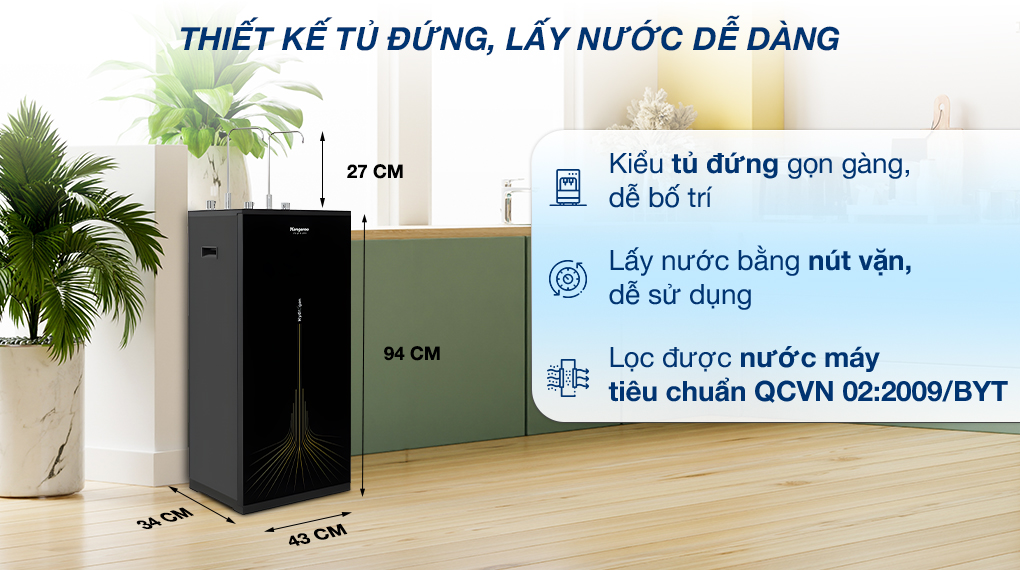 Máy lọc nước RO nóng nguội lạnh Kangaroo KG10A13 10 lõi - Thiết kế