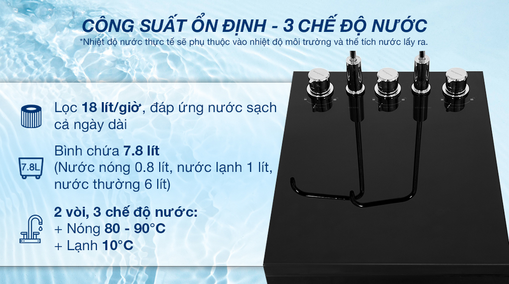 Máy lọc nước RO nóng nguội lạnh Kangaroo KG10A18 10 lõi - Công suất, dung tích