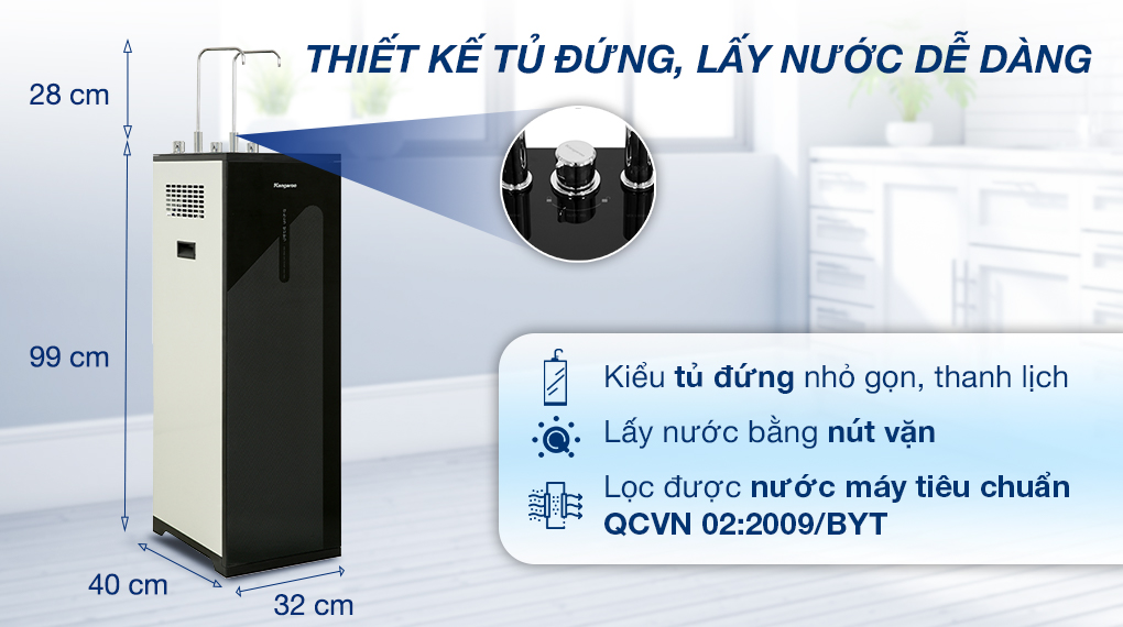 Máy lọc nước RO nóng nguội lạnh Kangaroo KG10A18 10 lõi - Thiết kế