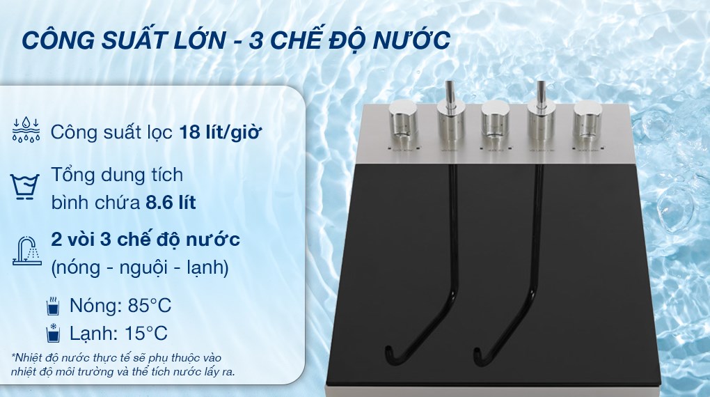 Máy lọc nước RO nóng nguội lạnh Hydrogen Kangaroo KG12A6 12 lõi - Công suất, chế độ nước