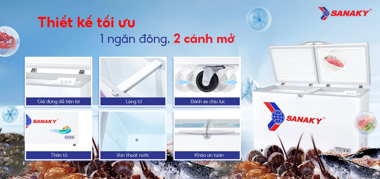 Thiết kế tối ưu 1 ngăn đông 2 cánh mở