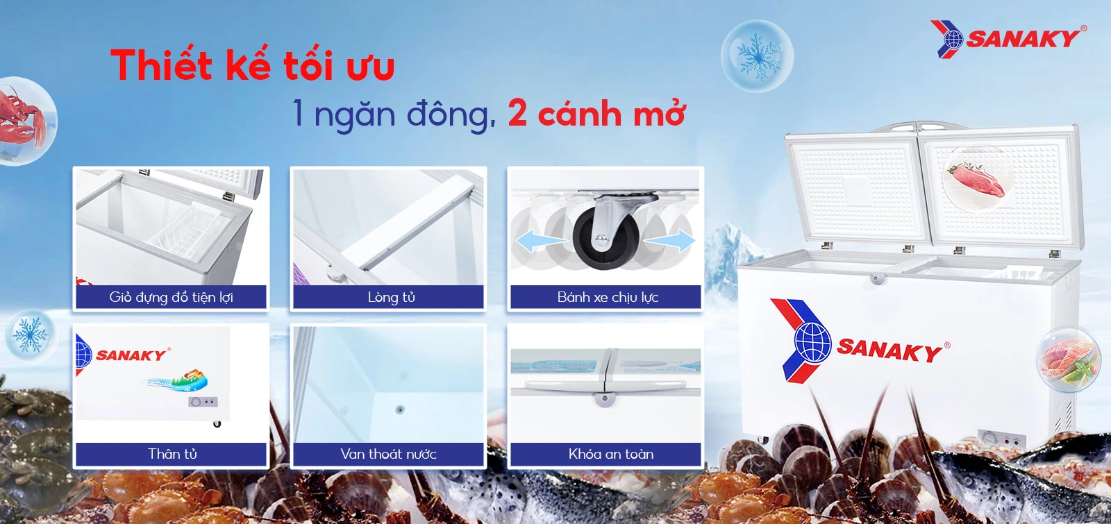 Thiết kế tối ưu 1 ngăn đông 2 cánh mở