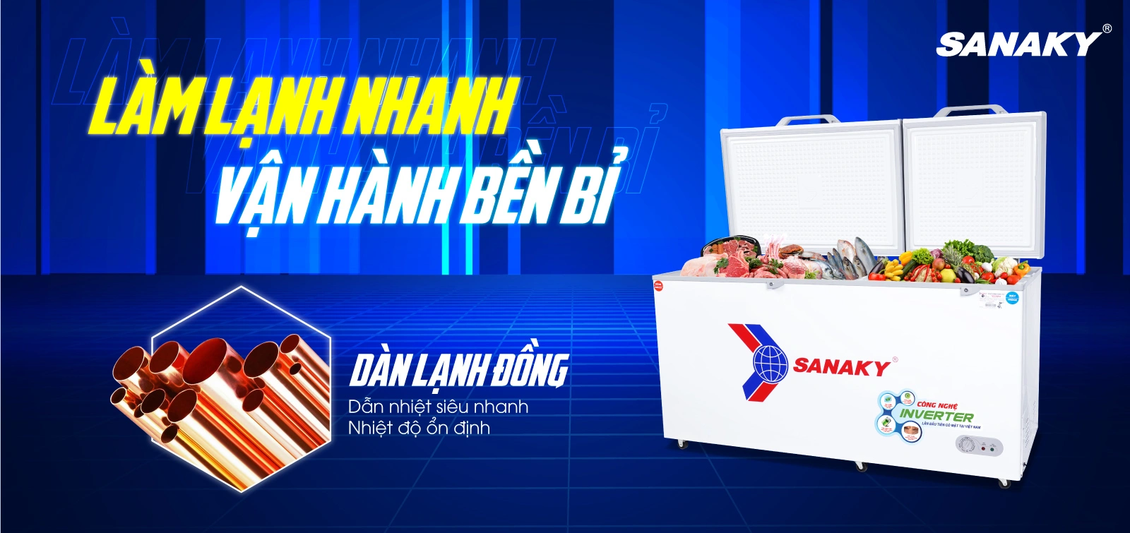 Dàn lạnh bằng đồng kết hợp công nghệ làm lạnh 360 độ