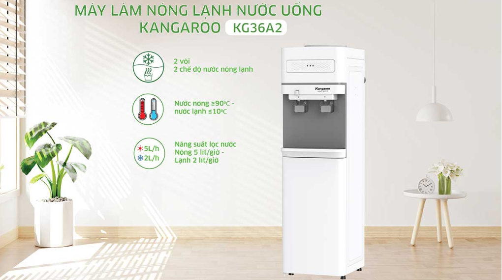 Cây nước nóng lạnh Kangaroo KG36A2 - thiết kế 