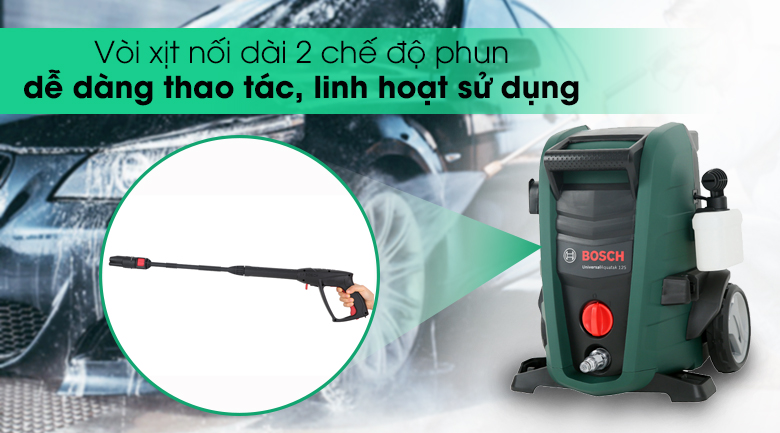 Máy phun xịt rửa áp lực cao Bosch Universal AQT 125 1500W - Vòi xịt 2 chế độ phun