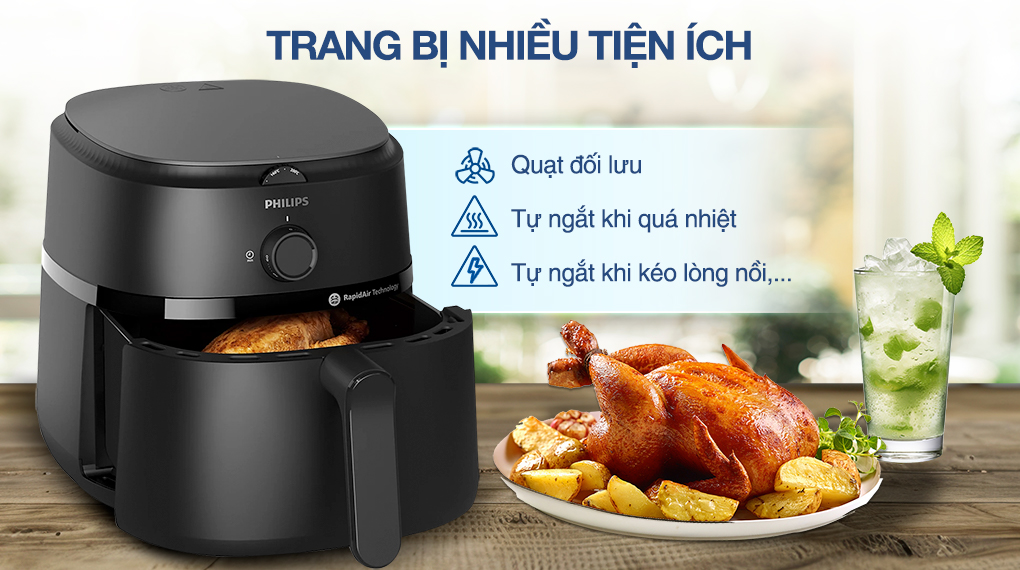 Nồi chiên không dầu Philips NA130/00 6.2 lít - Tiện ích