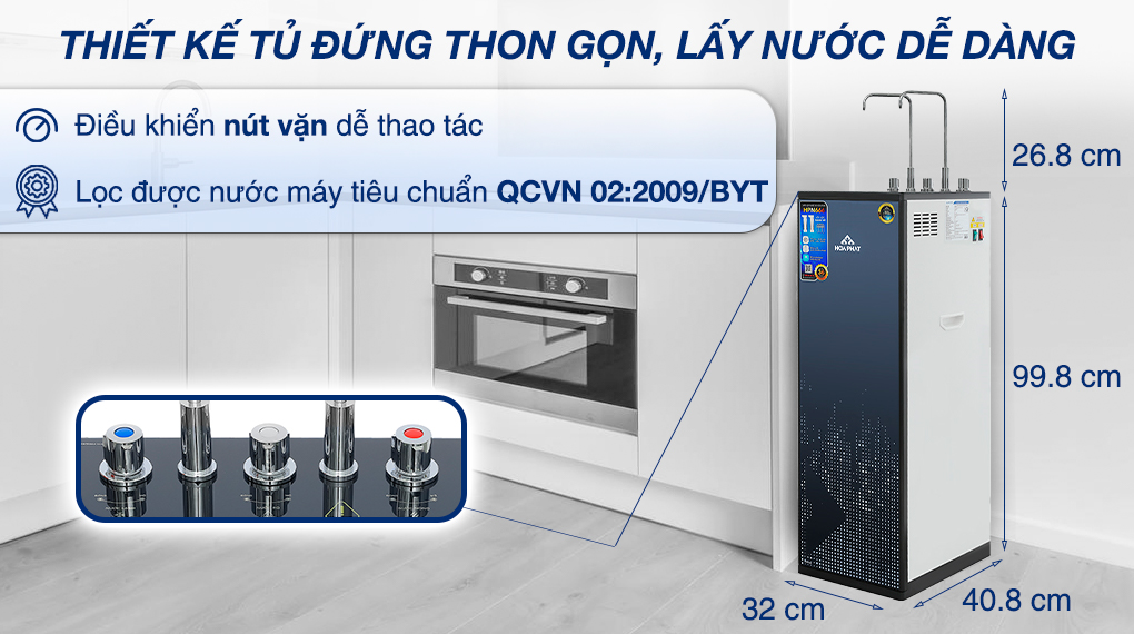 Máy lọc nước RO nóng nguội lạnh Hòa Phát HPN666 11 lõi - Thiết kế