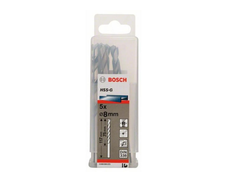 Bộ mũi khoan sắt Bosch HSS-G 12.0MM (HỘP 5 MŨI) (2608595081)