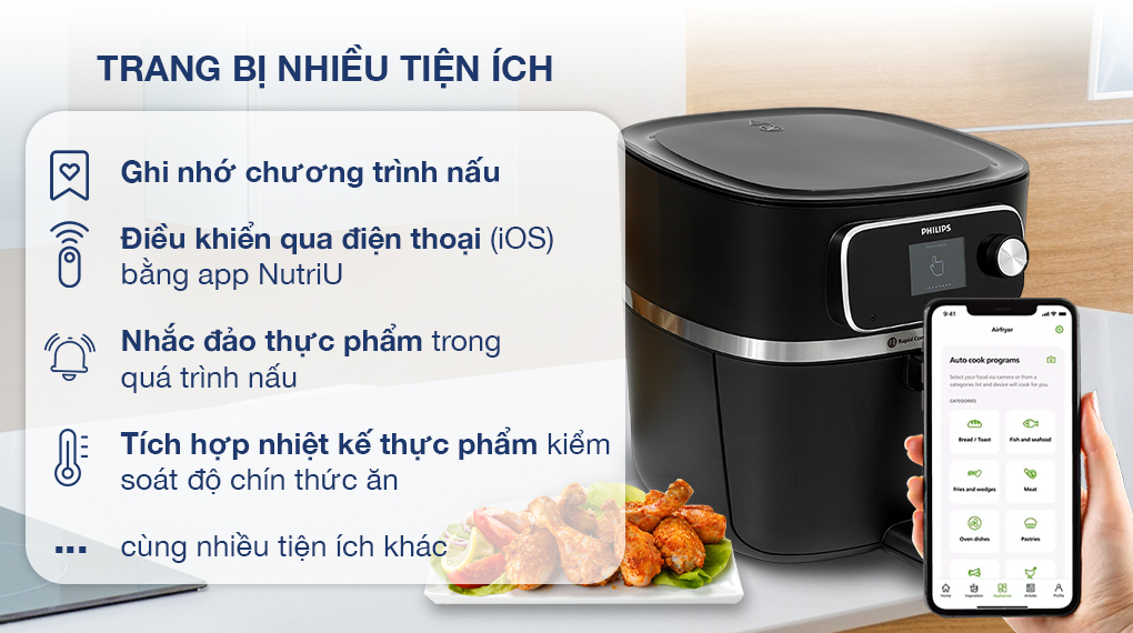 Nồi chiên không dầu Philips HD9880/90 8.3 lít - Tiện ích