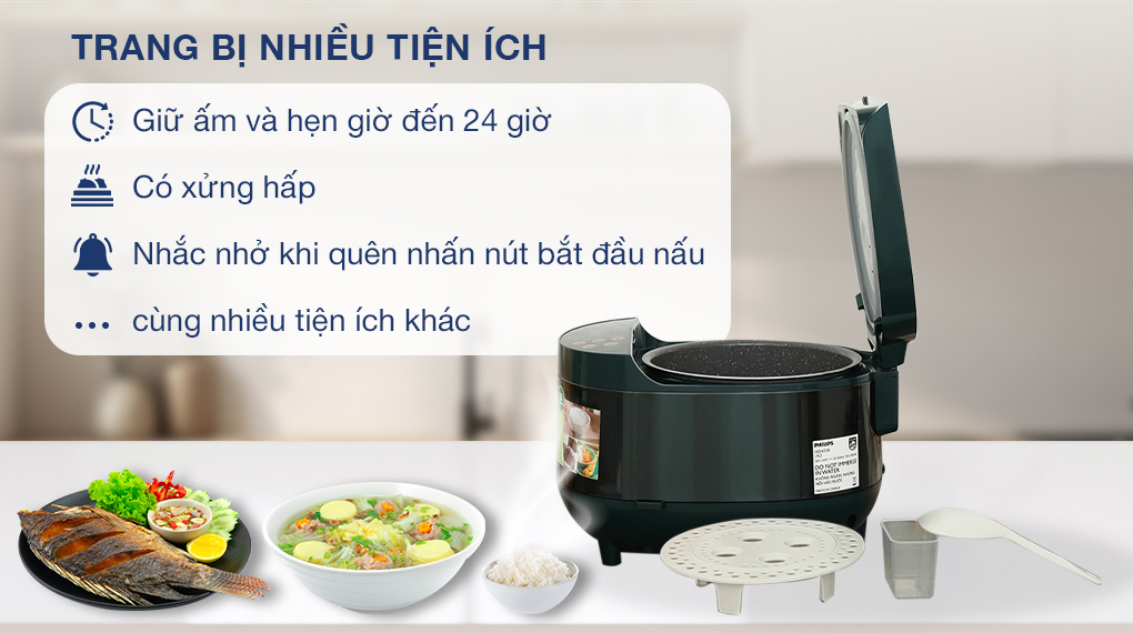 Nồi cơm điện tử Philips 1.8 lít HD4518/62 - Tiện ích