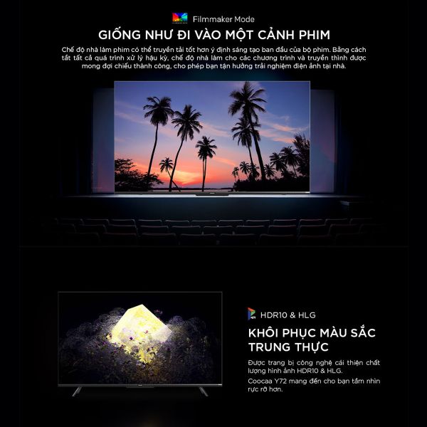 Người xem phim có thể tận dụng Filmmaker Mode trong tivi Coocaa 65Y72