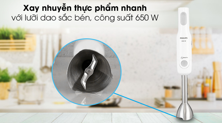 Máy xay sinh tố cầm tay Philips HR2534 - Động cơ mạnh mẽ với công suất 650 W