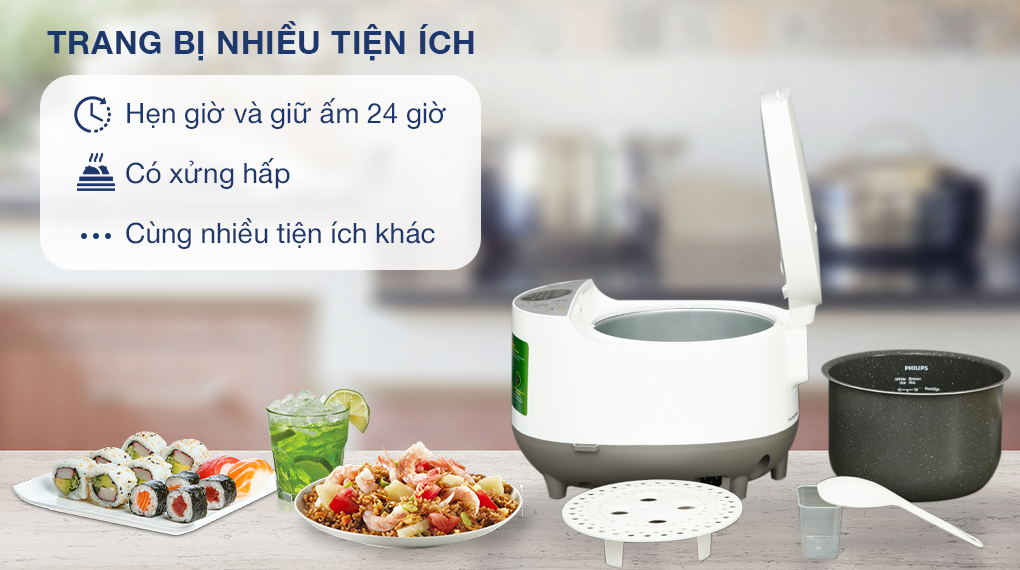 Nồi cơm điện tử Philips 1.8 lít HD4515/55 - Tiện ích