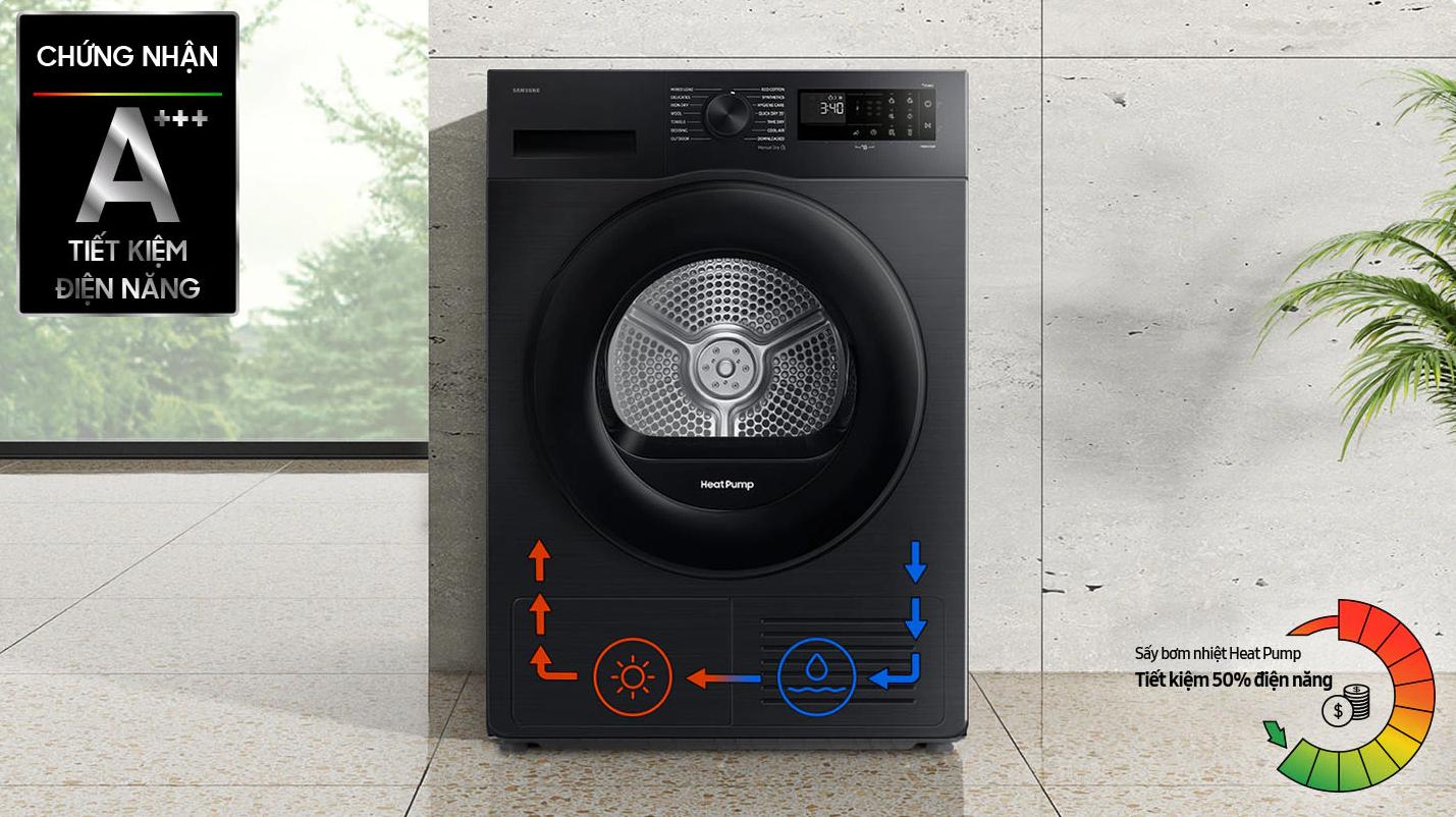 Máy sấy bơm nhiệt Samsung 9 kg DV90CGC2A0ABSV