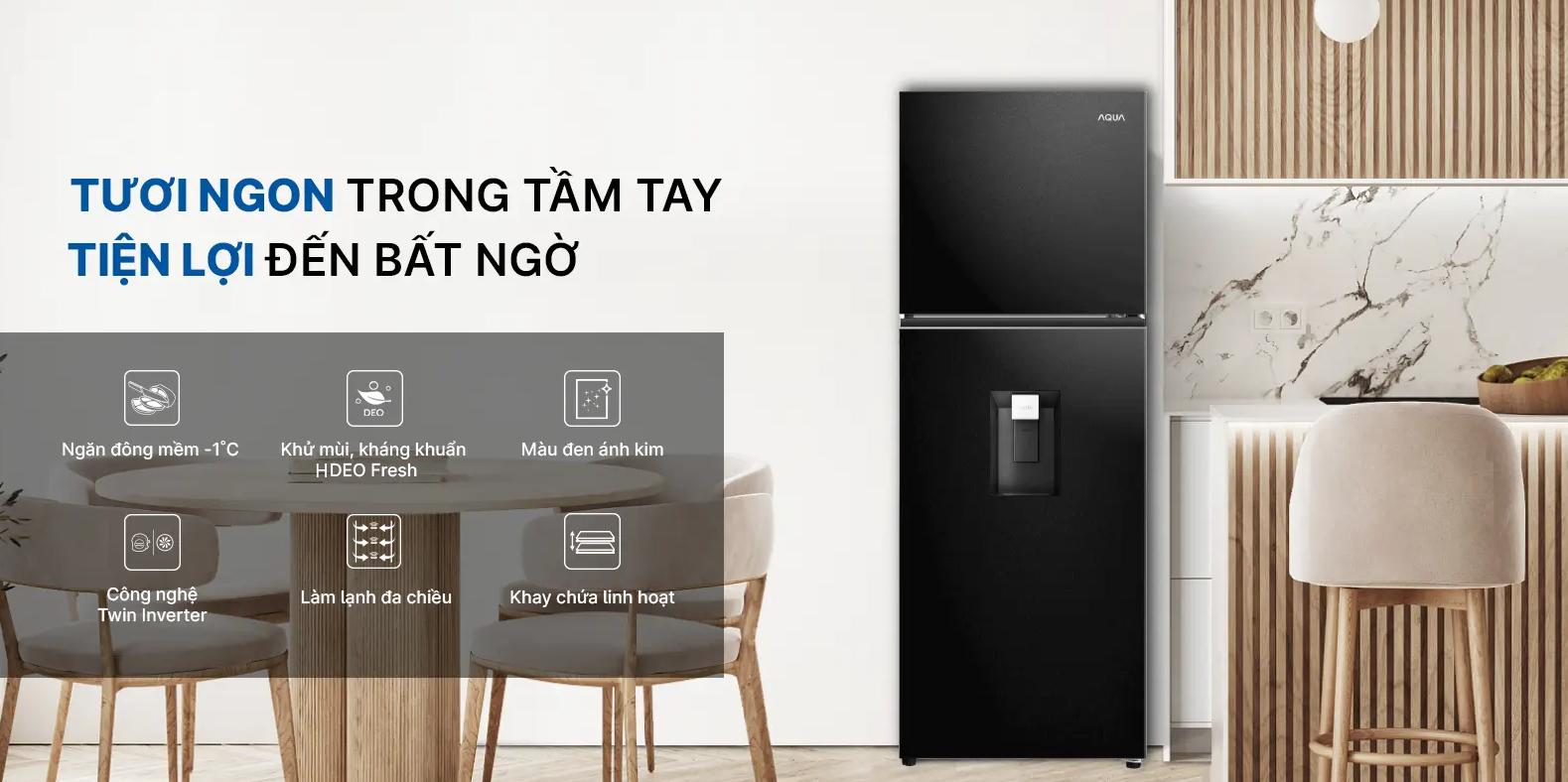 Tủ lạnh Aqua Inverter 236 lít AQR-T265FA(WFB)
