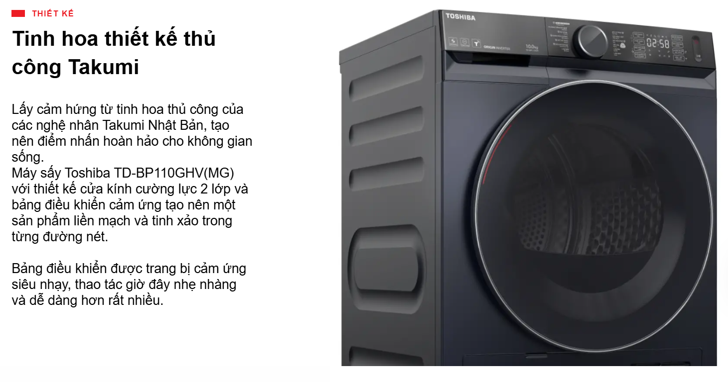 Máy sấy bơm nhiệt Toshiba 10 kg TD-BP110GHV(MG)