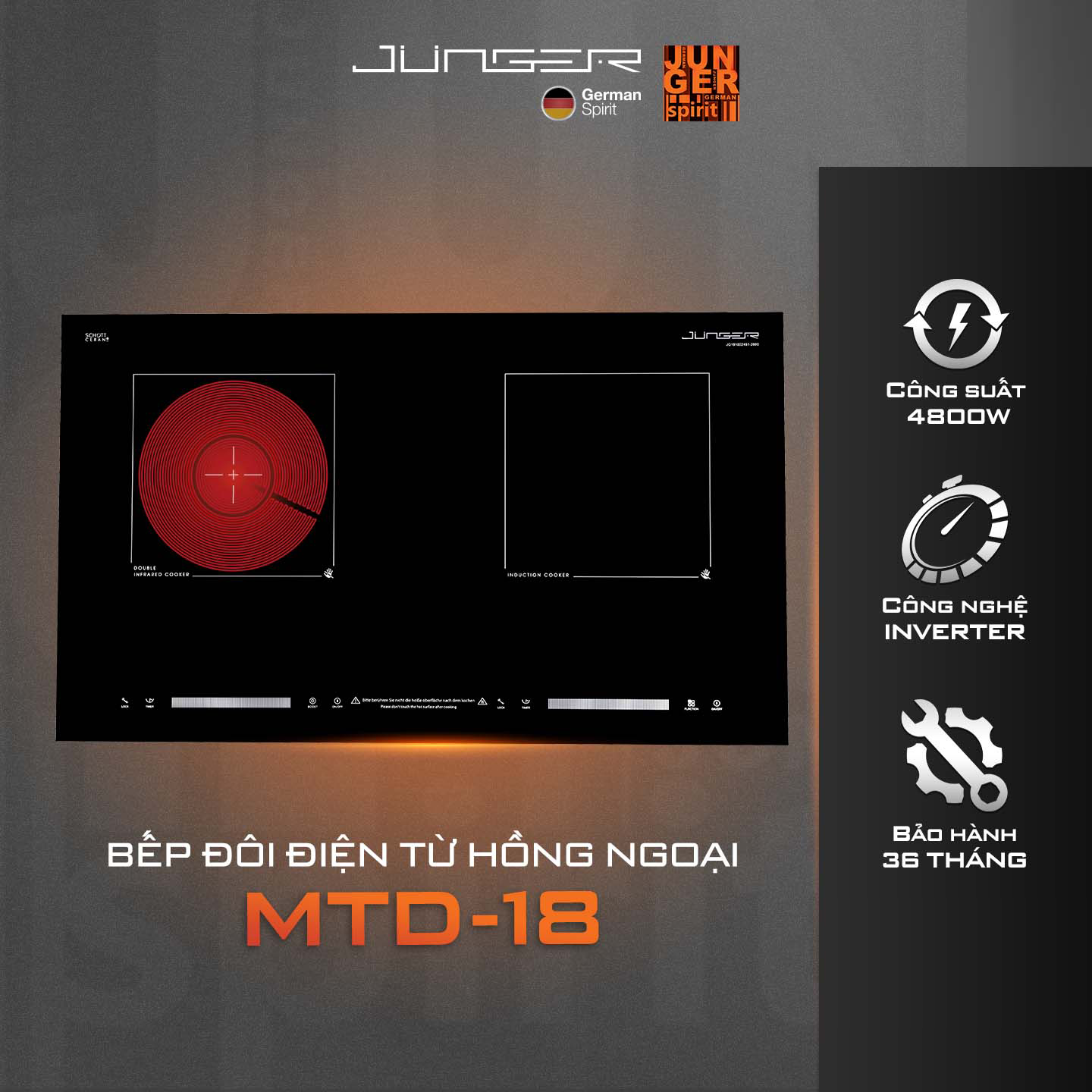 Bếp điện từ hồng ngoại Junger MTD-18