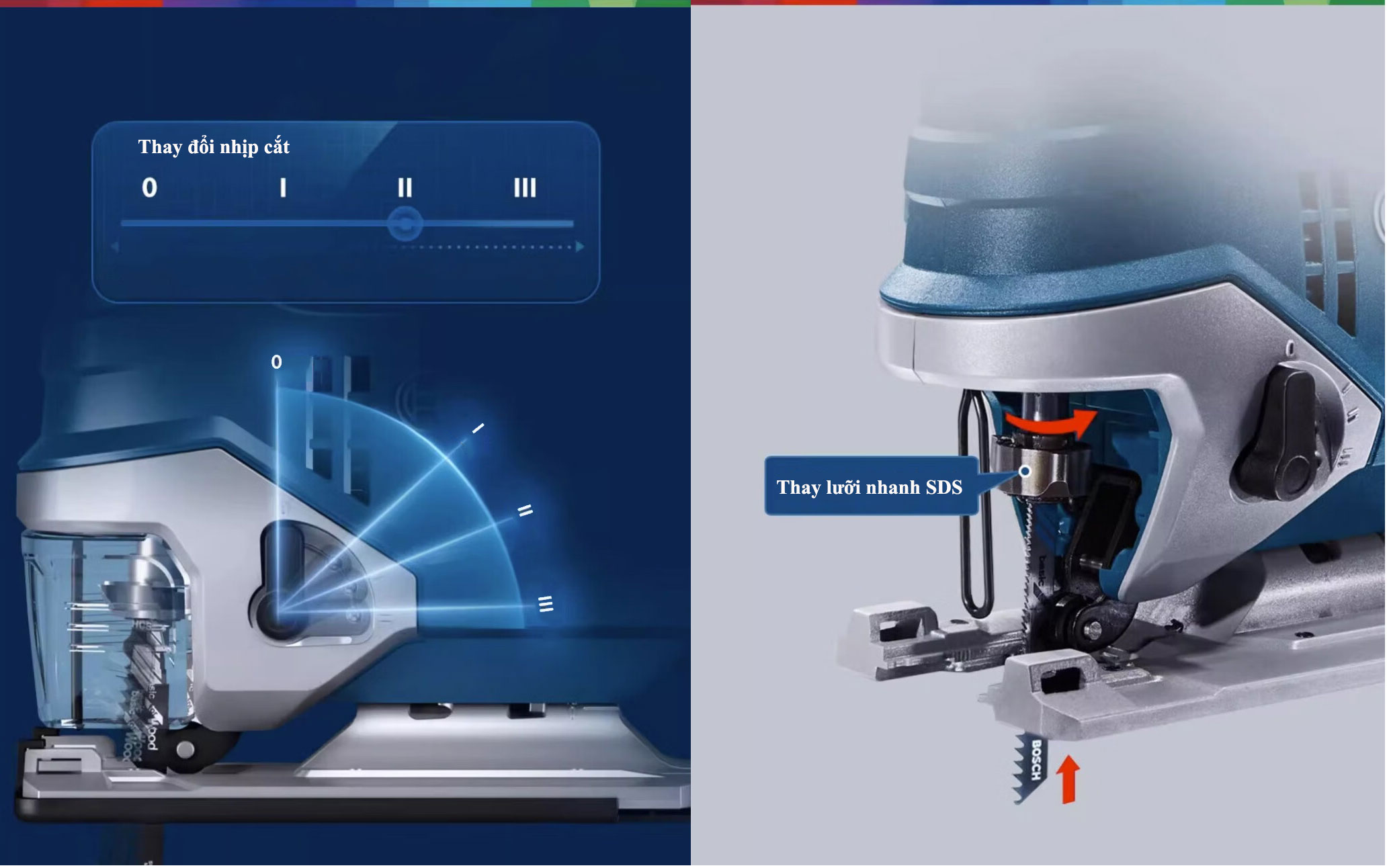 Thiết kế tiên lợi cho khả năng xử lý tối ưu công việc của máy cưa lọng GST 680 và GST 750