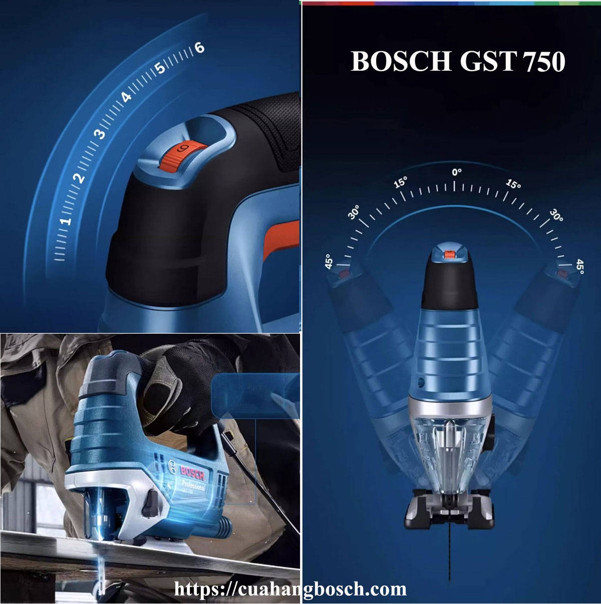 Máy cưa lọng Bosch GST 750 có nhiều tính năng hiện đại cho hiệu quả cao trong công việc