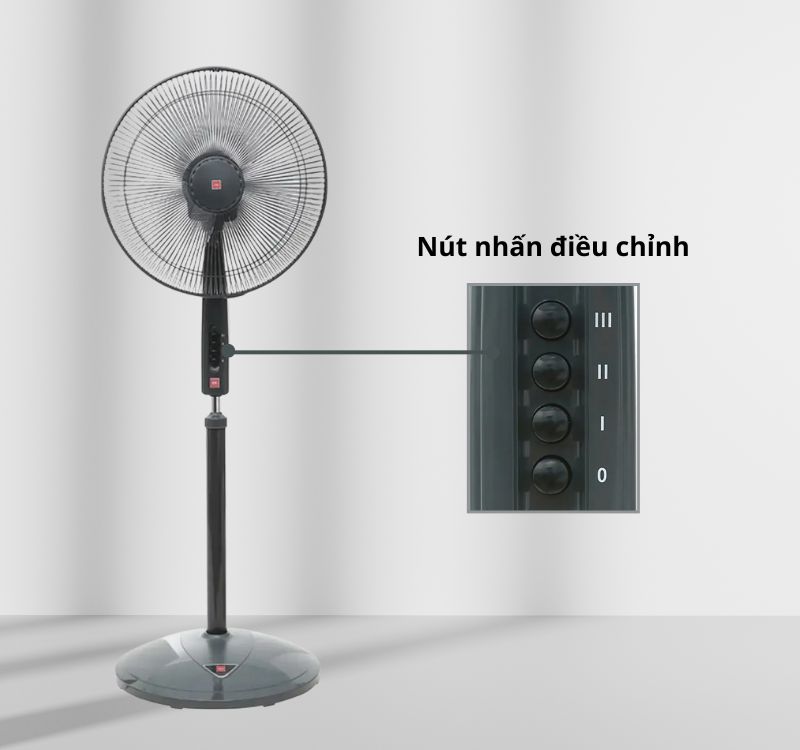 Quạt đứng KDK P41U (BK) được điều chỉnh bằng nút nhấn