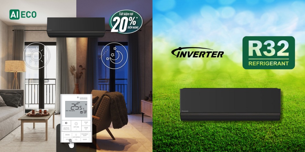 Máy Lạnh Panasonic CU/CS-AU9BKH-8 tích hợp công nghệ Inverter kết hợp chế độ ECO A.I