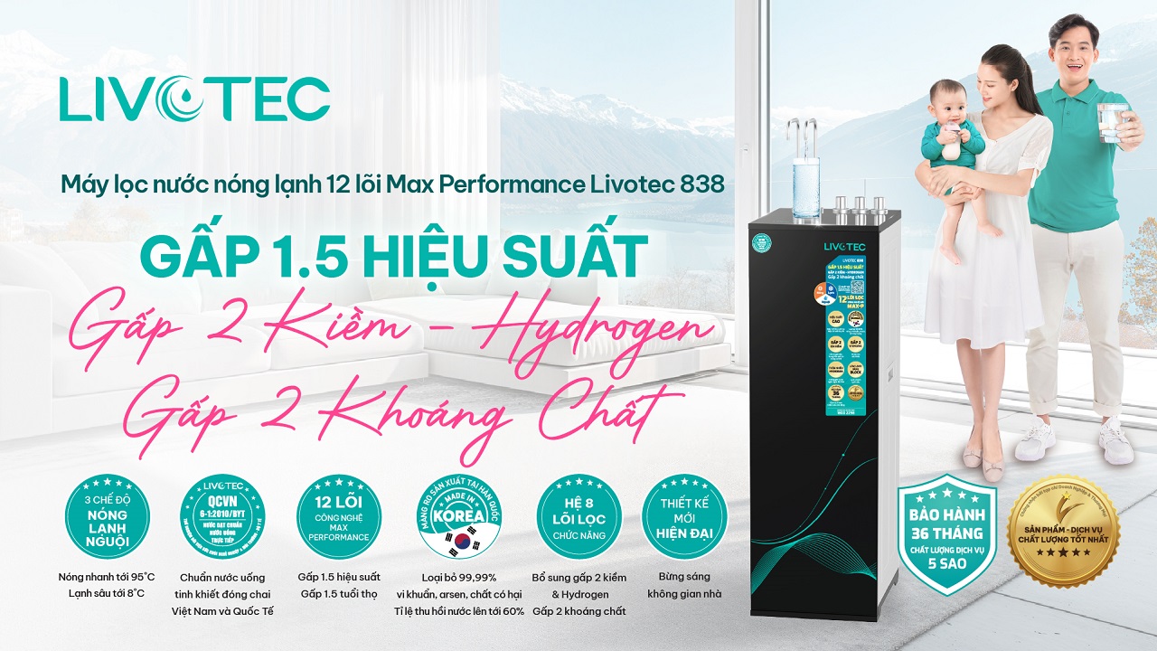 Máy lọc nước nóng lạnh Karofi Livotec 838
