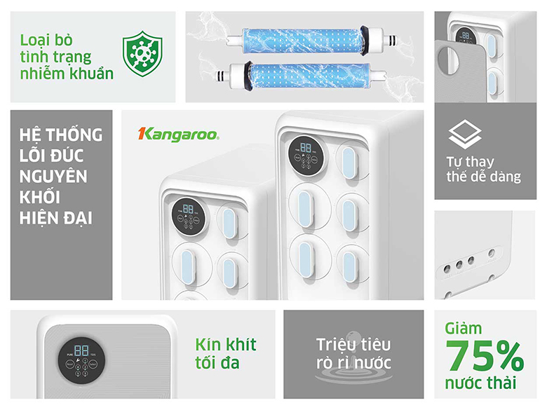Máy lọc nước Kangaroo Hydrogen KG400HU 5 lõi nguyên khối