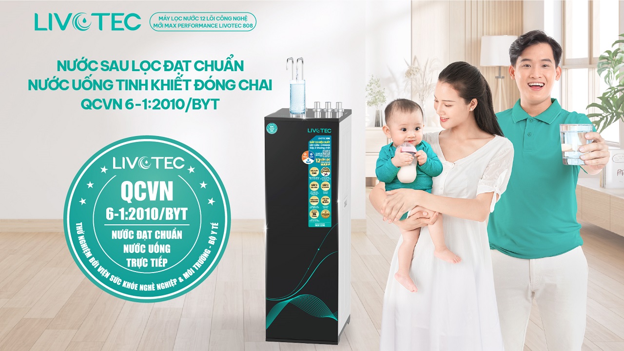 Livotec 808 cho nước đạt chuẩn tinh khiết đóng chai