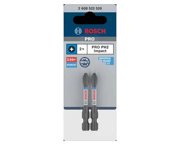 Đầu vít ngắn Bosch Pro Ph2 55mm - Bộ 2 mũi (2608522520)