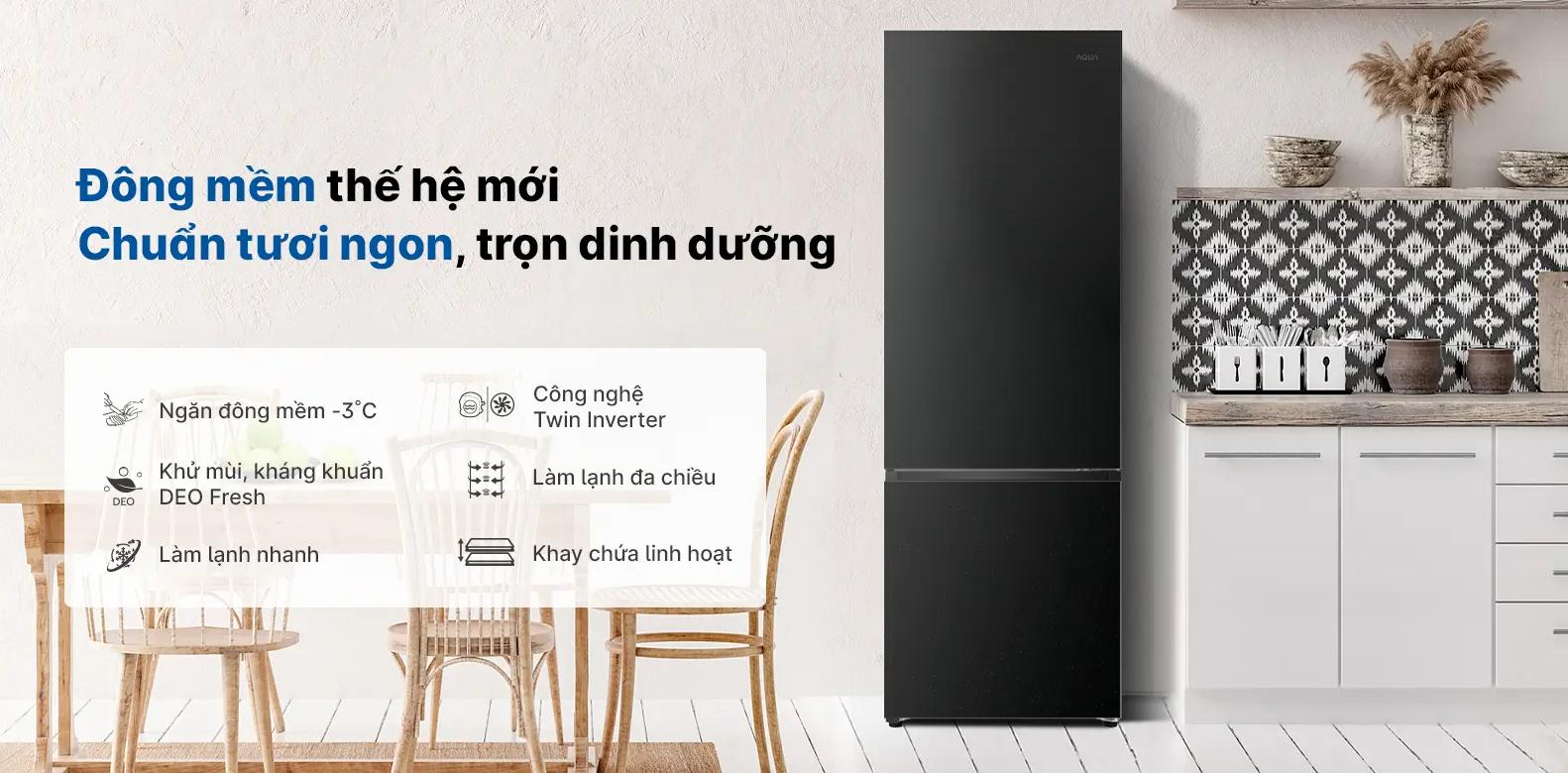 Tủ lạnh Aqua Inverter 260 lít AQR-B310MA(FB)
