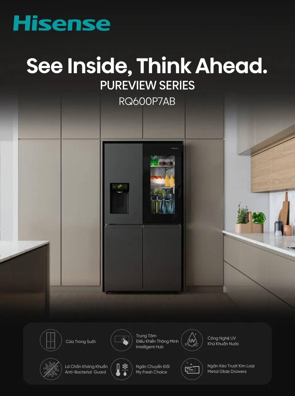 Tủ Lạnh Hisense Inverter 615 Lít RQ600P7AB